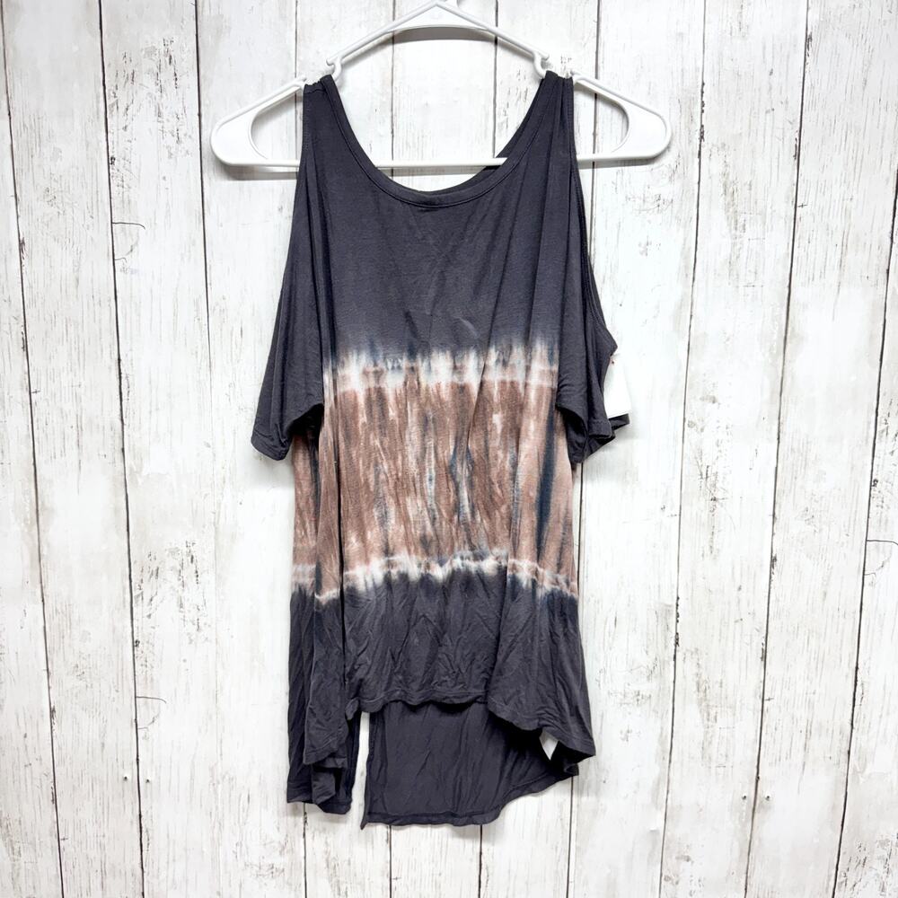 American Eagle Top Tie Dye Cold Shoulder Short Sleeve Blouse‎ Cutout Back Detail